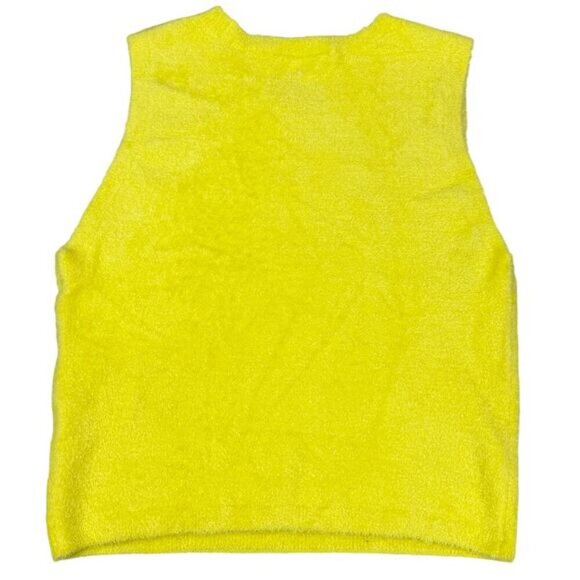 ALICE + OLIVIA Amity Fuzzy Yellow Crop Top Sz Medium - Picture 4 of 5
